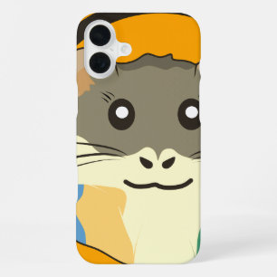Coque iPhone 16 Plus Cute hamster face avec fourrure colorée : Amoureux
