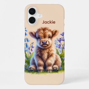 Coque iPhone 16 Plus Cute Highland cow amoureux ajouter nom