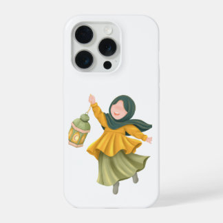 Coque iPhone 15 Pro Cute Hijabi Girl with Lantern Illustration