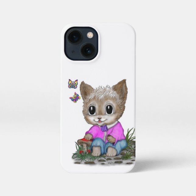 Coque iPhone Cute Kitty Chat et Papillon (Verso)