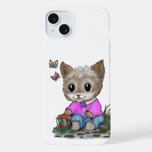 Coque iPhone Cute Kitty Chat et Papillon (Verso)