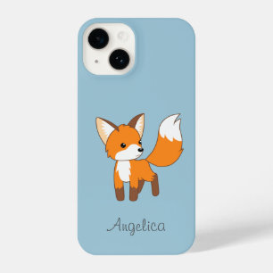 Coque Pour iPhone 14 Cute Little Fox sur Blue