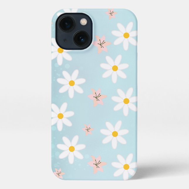 Coque iPhone Cute Modern Daisy Fleur de lys Rustique transparen (Verso)