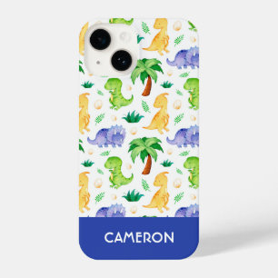 Coque Pour iPhone 14 Cute Neon Aquarelle Dinosaur Motif