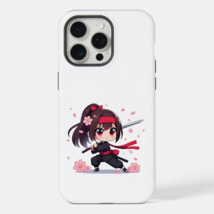Coque iPhone 15 Pro Max Cute ninja guerrière fille en fleur
