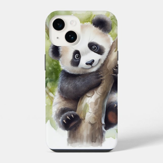 Coque iPhone Cute Ours Panda Dans L'Arbre (Verso)