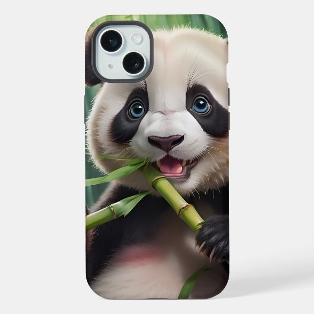 Coque iPhone Cute Panda Mange Du Bambou (Verso)