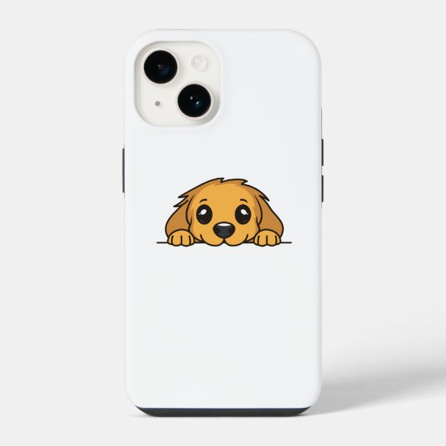 Coque iPhone Cute Peeking Golden Retriever Puppy iPhone 14 Case (Verso)