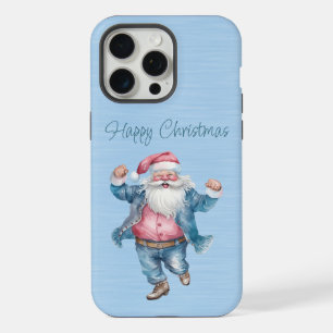 Coque iPhone 15 Pro Max Cute Père Noël rose et bleu en jeans