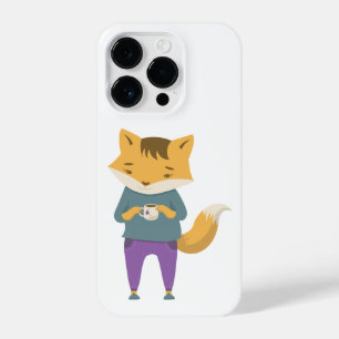 Coque Pour iPhone 14 Plus Cute renard avec tasse de thé