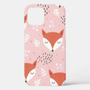 Coque iPhone 12 Cute renard sans couture motif, loup dessiné à la