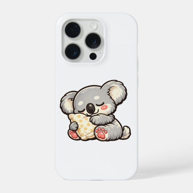 Coque iPhone Cute Sleeping Koala with Pillow (Verso)