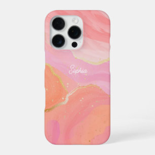 Coque iPhone 16 Pro Cute Sweet Rose Gold Wave Texture Feminine Custom