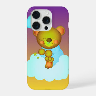 Coque iPhone 15 Pro Cute Teddy Bear Holding Balloon Phone Case