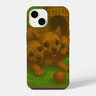 Coque Pour iPhone 14 Cute Trois Têtes Chiot-Eyed Cerberus Imaginaire Ar
