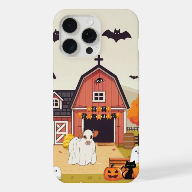 Coque iPhone Cute vache d'Halloween et ferme (Verso)