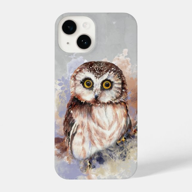 Coque iPhone Cute Watercolor Owd'Oiseau Art de la faune (Verso)