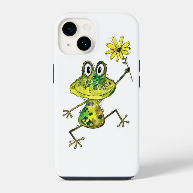 Coque iPhone Cute Whimsical Happy Frog (Verso)