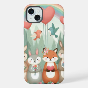 Coque iPhone 15 Plus Cute Woodland Creature arc-en-ciel valentine's