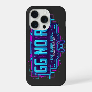 Coque iPhone 15 Pro Cyberpunk GG NO RE Style de jeu - Joueur néon