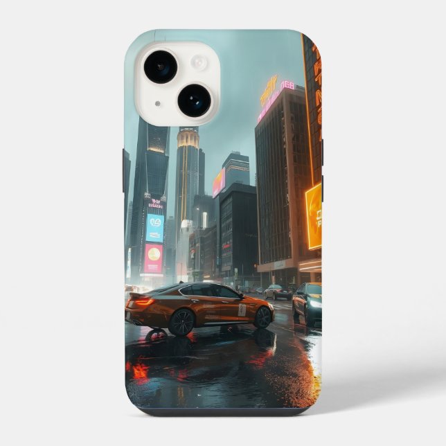Coque iPhone Cyberpunk Skyscrapper City Cars (Verso)