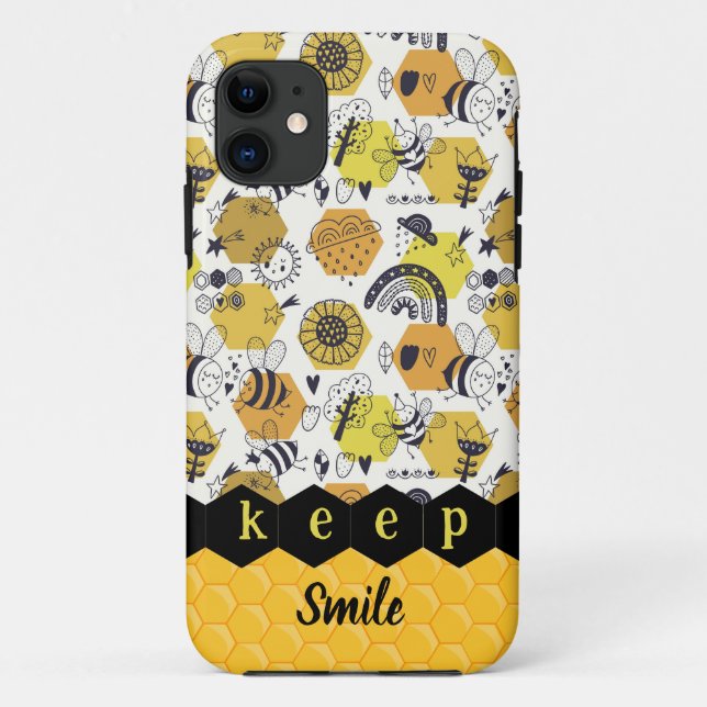 Coque iphone d'abeilles jaunes mignons (Dos)