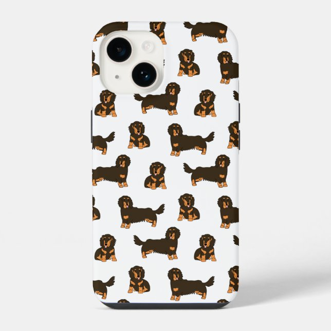 Coque iPhone Dachshund aux cheveux longs (Verso)