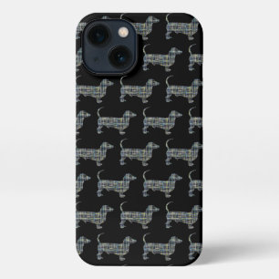 Etui iPhone 13 Dachshund Daxie Chien Cute Silhouette Grille Noir
