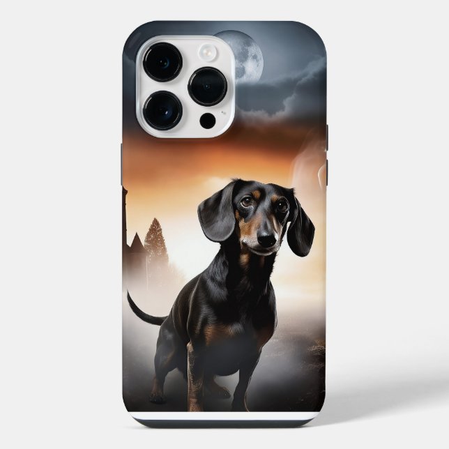 Coque iPhone Dachshund Halloween Épouvantable (Verso)