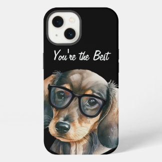 Etui iPhone 13 Dachshund mignon avec lunettes noires