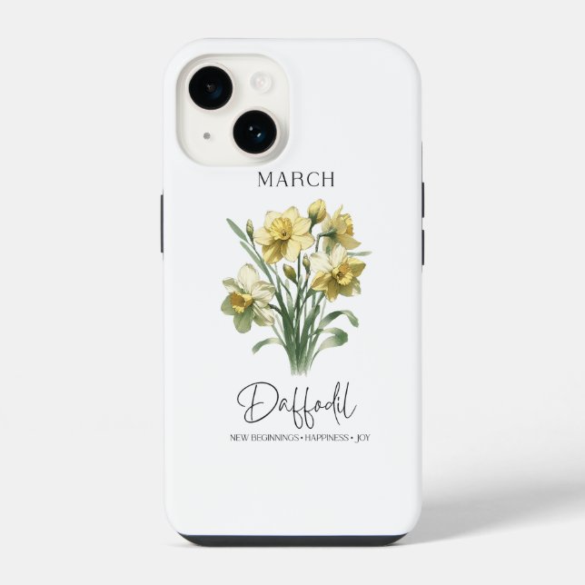 Coque iPhone Daffodique de mars du mois de naissance (Verso)