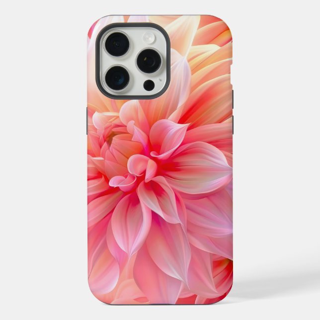 Coque iPhone Dahlia Fleur Pêche Rosée (Verso)