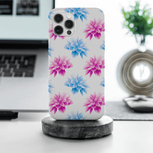 Coque iPhone 15 Pro Max Dahlia rose, Dahlia bleu, Motif floral, Fleurs