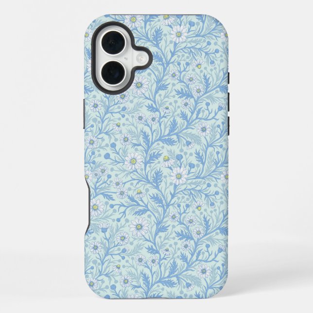 Coque iPhone Daisies in white and blue on sea glass (Verso)