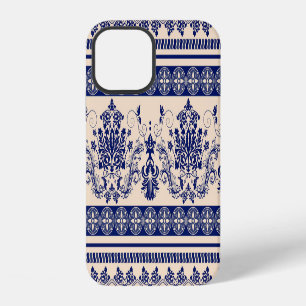 Coque iPhone 12 Damas Classique : Papier peint ornemental sans fil