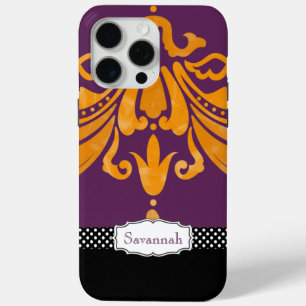 Coque iPhone 15 Pro Max Damas d'aubergine orange personnalisée