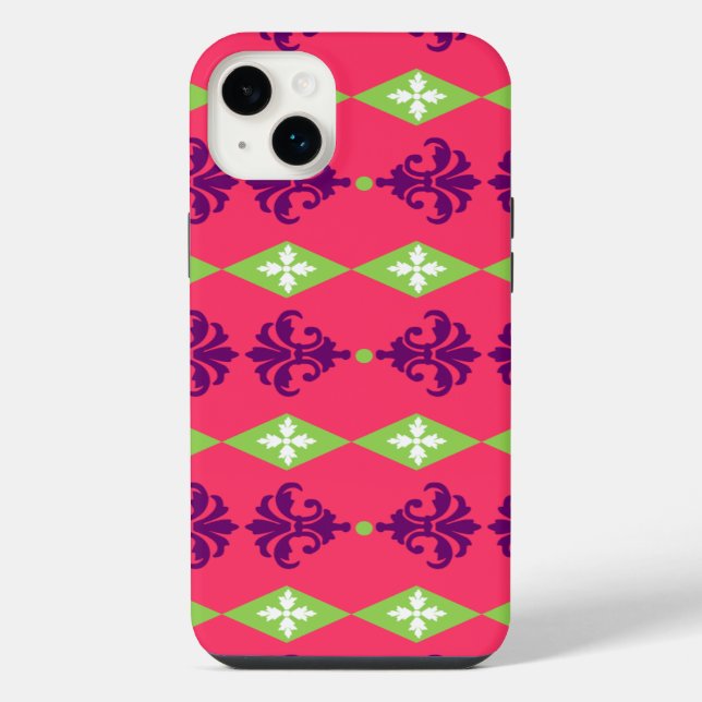 Coque iPhone Damas diamanté orné rayé (Verso)