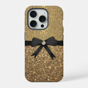 Coque iPhone 15 Pro Damas d'or, ruban et Parties scintillant