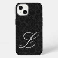 Damas noir , lettre L diamants