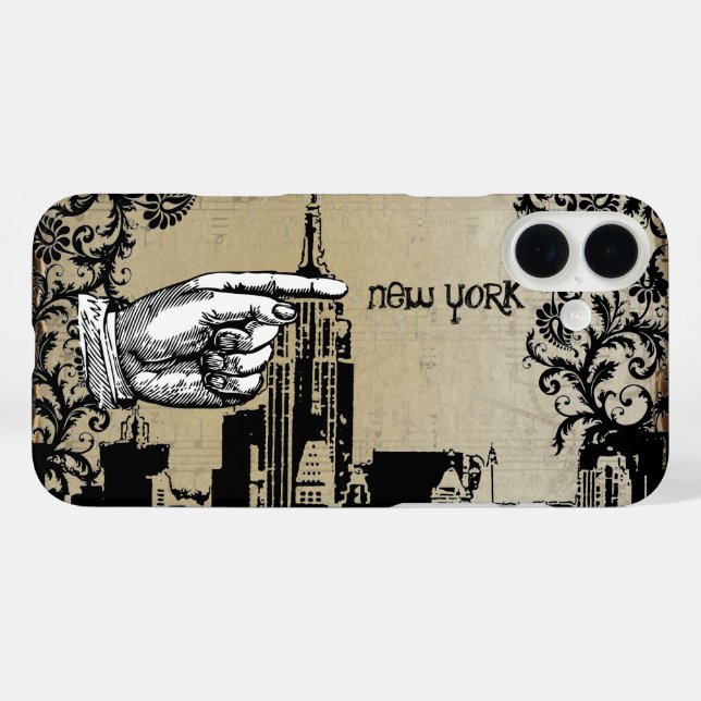 Coque iphone Damask de New York Skyline (Verso (horizontal))