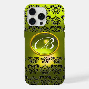 Coque iPhone 15 Pro Max DAMASK GEM MONOGRAS Jaune