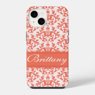 Coque Pour iPhone 14 Damask orange emberglow nom iphone