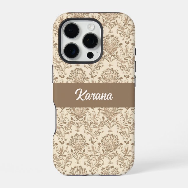 Coque iPhone Damassé beige classique (Verso)