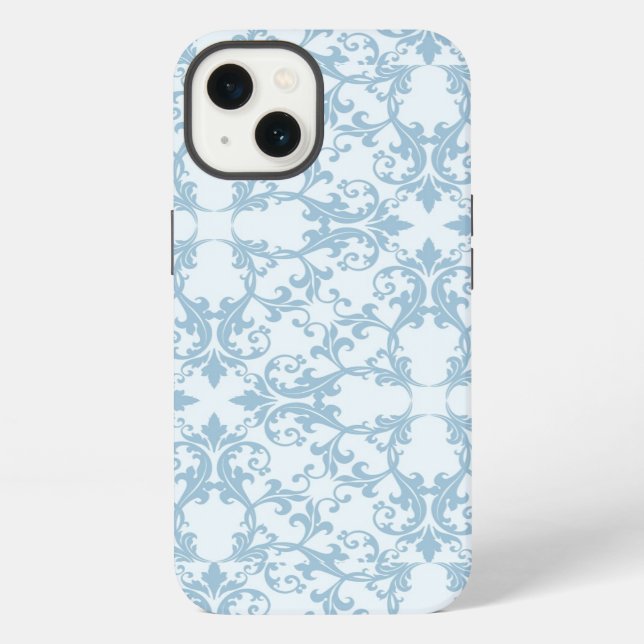 Coque iPhone Damassé bleu pâle (Verso)
