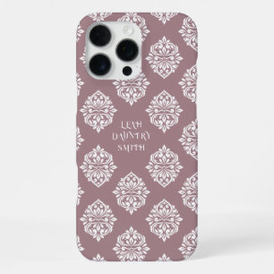 Coque iPhone 16 Pro Max Damassé Classique Régence Mountbatten Rose