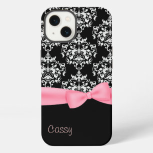 Etui iPhone 13 Damassé noir et blanc chic