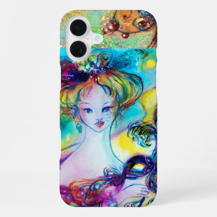 Coque iPhone 16 Plus DAME AU MASQUE À PLUMES Soirée de Mascarade Véniti