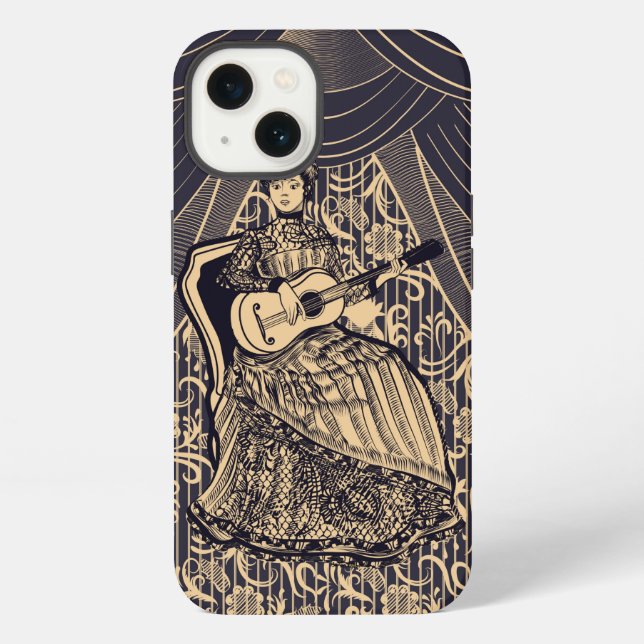 Coque iPhone Dame avec guitare (Verso)