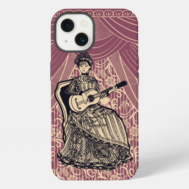 Coque iPhone Dame avec guitare (Verso)
