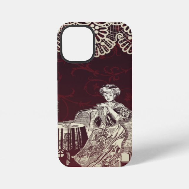 Coque iPhone dame boit du thé (Verso)